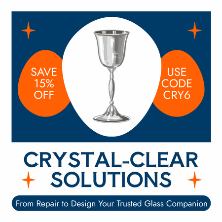 Crystal-clear Drinkware Repair And Design With Promo Code Instagram Design Template