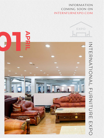 Furniture Expo invitation with modern Interior Poster US tervezősablon