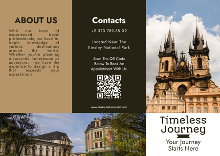 Tourist Trip Offer with Medieval Buildings Brochure Design Template