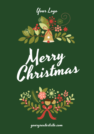 Cute Christmas Holiday Greeting Poster Design Template