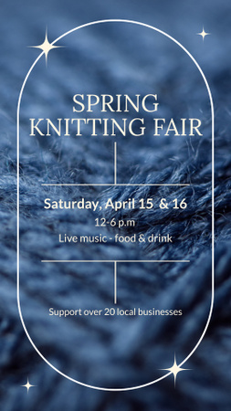 Designvorlage Pring Knitting Fair Announcement In Blue für Instagram Story