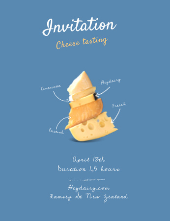 Alerta de degustação de queijo Invitation 13.9x10.7cm Modelo de Design