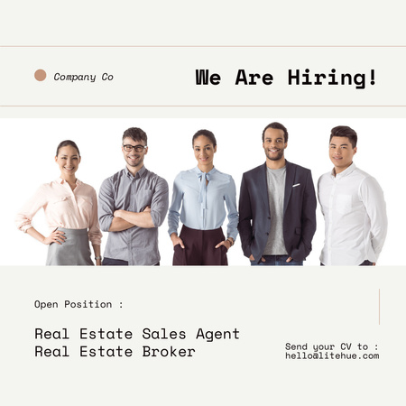 Hiring multiracial people for real estate agency Instagram Design Template