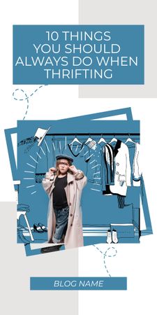 Thrifting tips checklist blue Graphic Design Template
