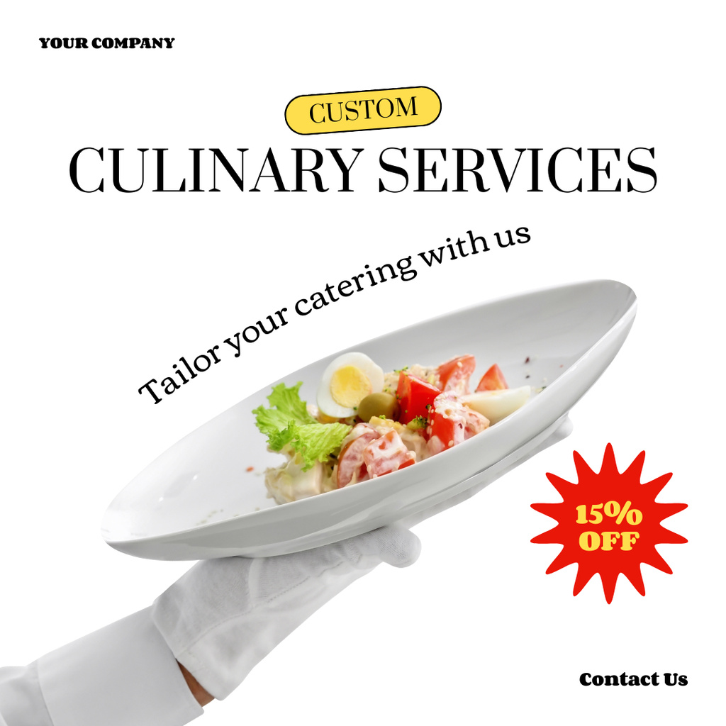 Custom Culinary and Catering Services Ad Instagram Πρότυπο σχεδίασης