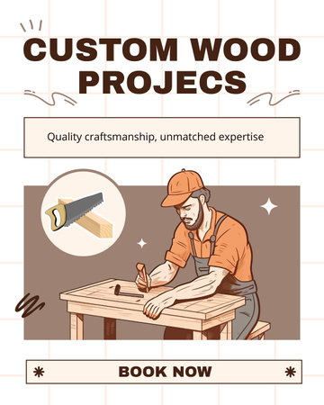 Plantilla de diseño de Oferta especial de proyectos de madera personalizados. Instagram Post Vertical 