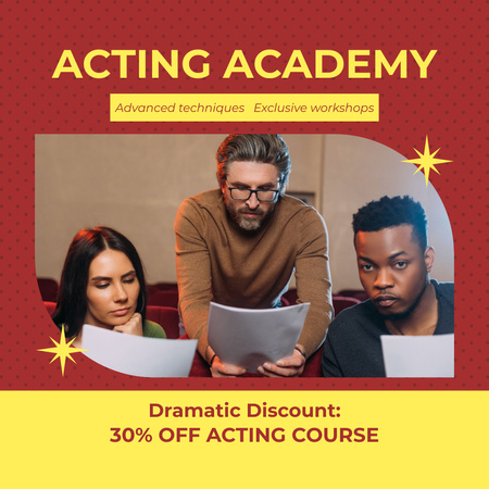 Modèle de visuel Étudiants en classe à l'Acting Academy - Instagram