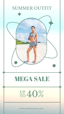 Designvorlage Summer Sale Announcement with Girl in Beach für Instagram Story