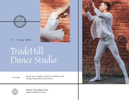 Dance Studio Invitation Flyer 8.5x11in Horizontal Design Template