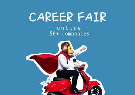 Career Fair Announcement with Character with Cloak Flyer A5 Horizontal Design Template