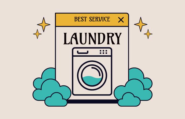 Best Laundry Service Offer Business Card 85x55mm Tasarım Şablonu