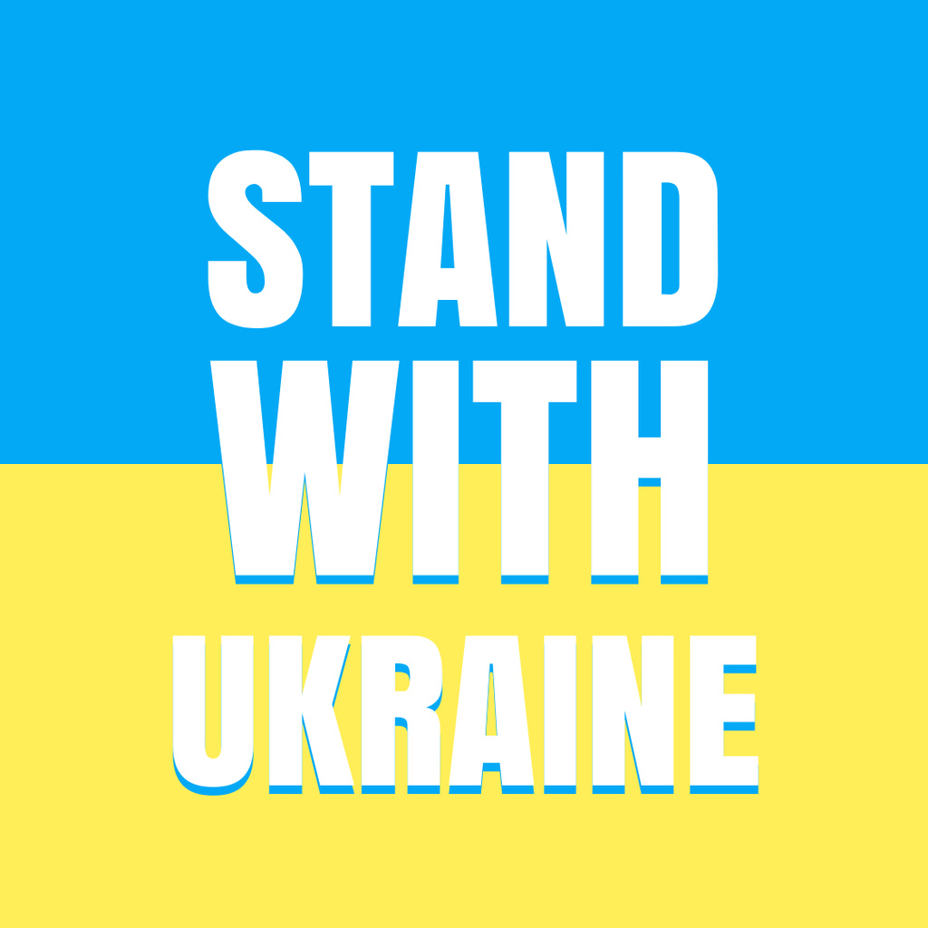 Designvorlage Stand with Ukraine Quote on Blue and Yellow für Instagram