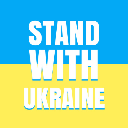 Stand with Ukraine Quote on Blue and Yellow Instagram Modelo de Design