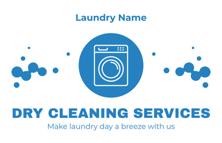Dry Cleaning Services with Illustration of Washing Machine Business Card 85x55mm Design Template