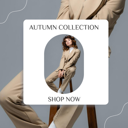 Autumn Collection Ad with Stylish Woman Sitting in Chair Instagram Šablona návrhu