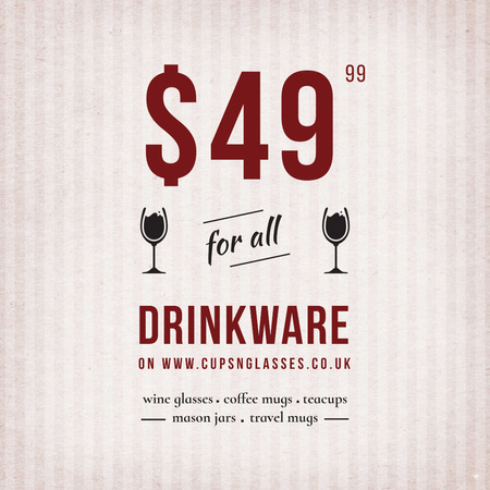 Template di design Drinkware Sale Glass with red wine Instagram AD