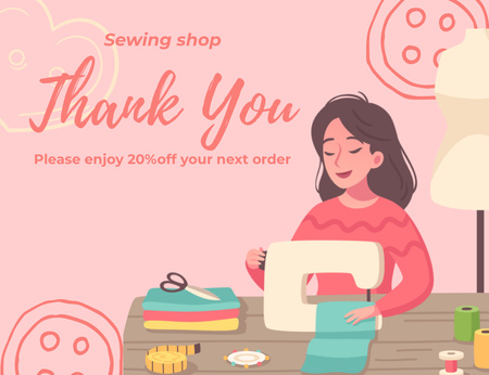 Platilla de diseño Handmade Sewing Products With Discount Thank You Card 5.5x4in Horizontal
