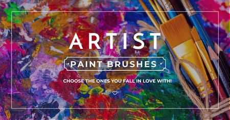 Artist paint brushes store Offer Facebook AD Design Template