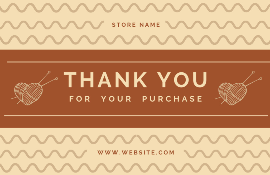 Thank You Phrase with Yarn for Knitting Thank You Card 5.5x8.5in Design Template