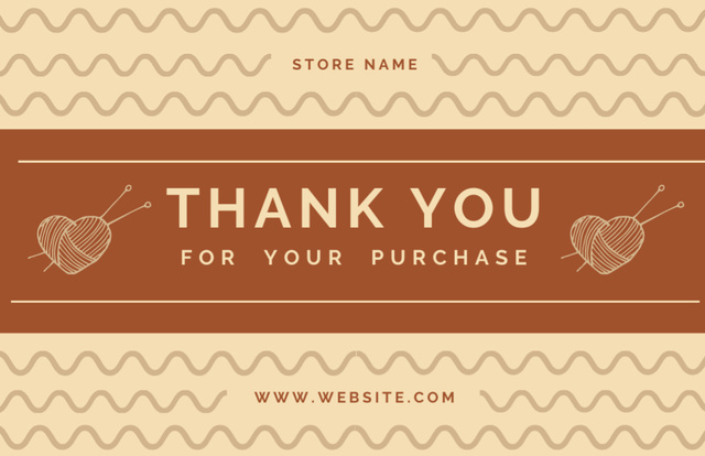 Thank You Phrase with Yarn for Knitting Thank You Card 5.5x8.5in Design Template