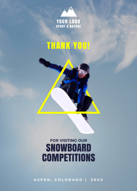Plantilla de diseño de Winter Snowboard Contest Postcard 5x7in Vertical 
