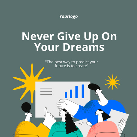 Ontwerpsjabloon van LinkedIn post van Inspirational Phrase about Dreams and Success in Business