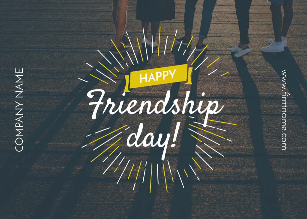 Friendship Day Greeting Young People Together Postcard 5x7in Design Template