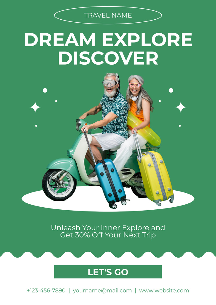 Elderly Couple Going by Scooter Poster Design Template