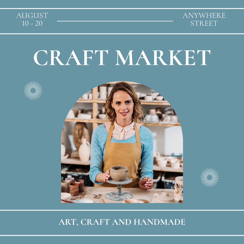 Craft Market Announcement With Pot Instagram Design Template