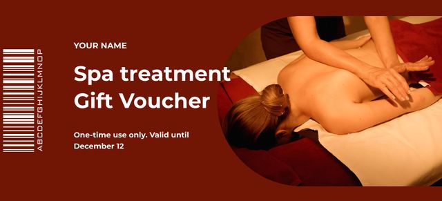 Designvorlage Spa Center Ad with Woman Getting Body Massage für Coupon 3.75x8.25in