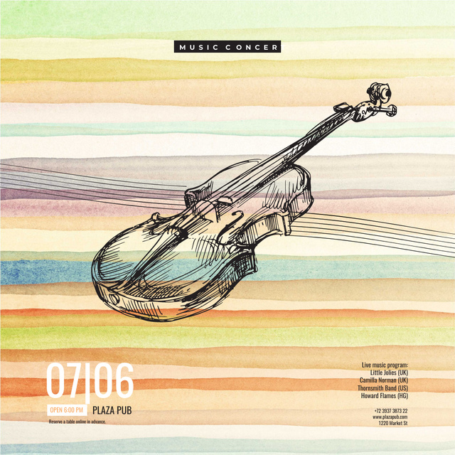 Classical Music Event with Violin Instagram Πρότυπο σχεδίασης