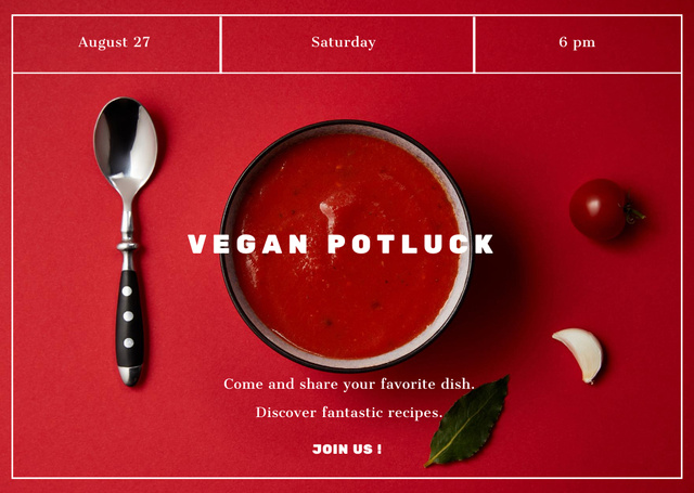 Plantilla de diseño de Healthy Menu Offer Soup in a Plate Vegan Card 