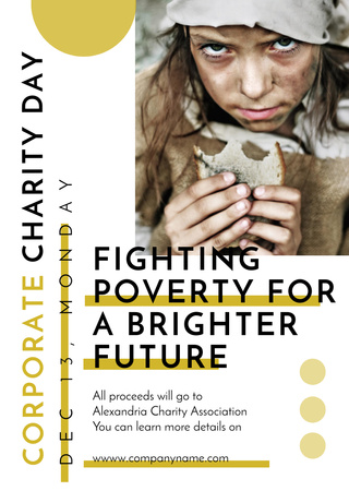 Poverty quote with child on Corporate Charity Day Flyer A6 Design Template