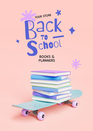 Back to School With Books And Planners Offer Postcard A6 Vertical Design Template