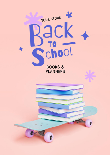 Modèle de visuel Back to School With Books And Planners Offer - Postcard A6 Vertical