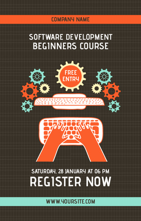 Platilla de diseño Course for Beginners about Software Development Invitation 4.6x7.2in