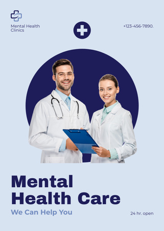 Mental Healthcare Services Offer with Doctors Flayer Design Template