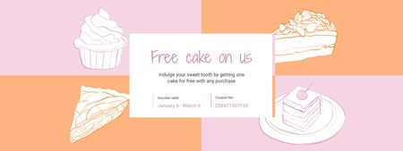 Designvorlage Angebot an Süßigkeiten mit Kuchenskizzen für Coupon