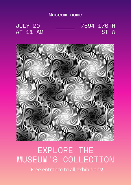 Platilla de diseño Museum Exhibition Announcement in Pink Frame Poster