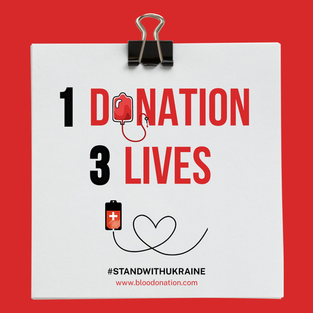 Ontwerpsjabloon van Instagram van Doneer bloed om levens van Oekraïense mensen te redden