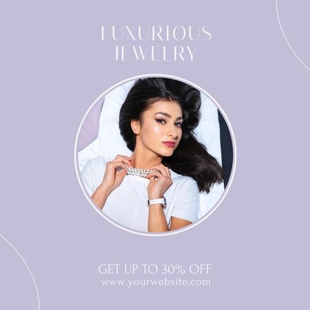 Luxurious Jewelry Sale with Elagant Lady Wearing Necklace Instagram Design Template