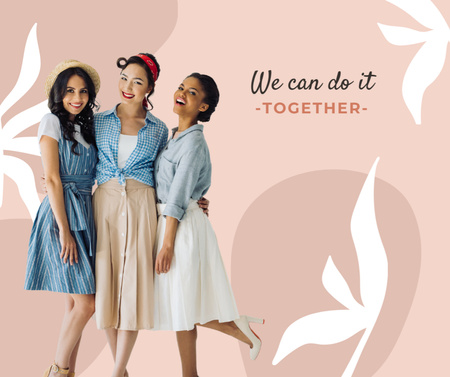Girl Power Inspiration with Diverse Women Facebook Design Template