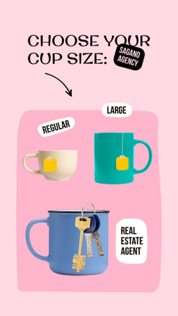 Designvorlage Funny Real Estate Ad with Keys in Cup für Instagram Story