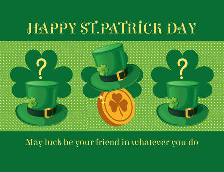 Happy St. Patrick's Day Greeting with Green Hats Thank You Card 5.5x4in Horizontal Design Template