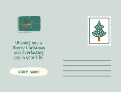 Christmas and New Year Greetings with Cute Illustration on Green