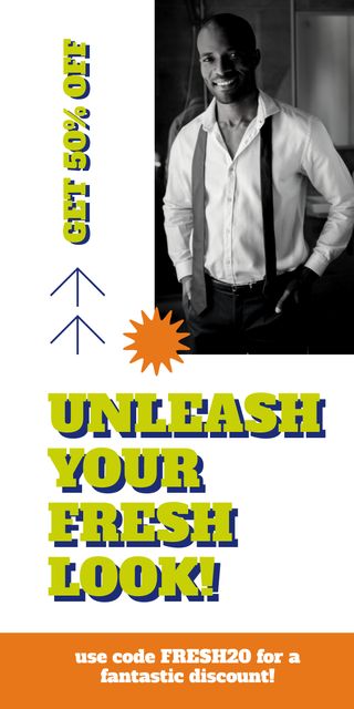 Designvorlage Fashion Ad with Man in Stylish Shirt für Graphic
