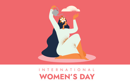 Plantilla de diseño de Saludo del día internacional de la mujer con flores de colores Thank You Card 5.5x8.5in 