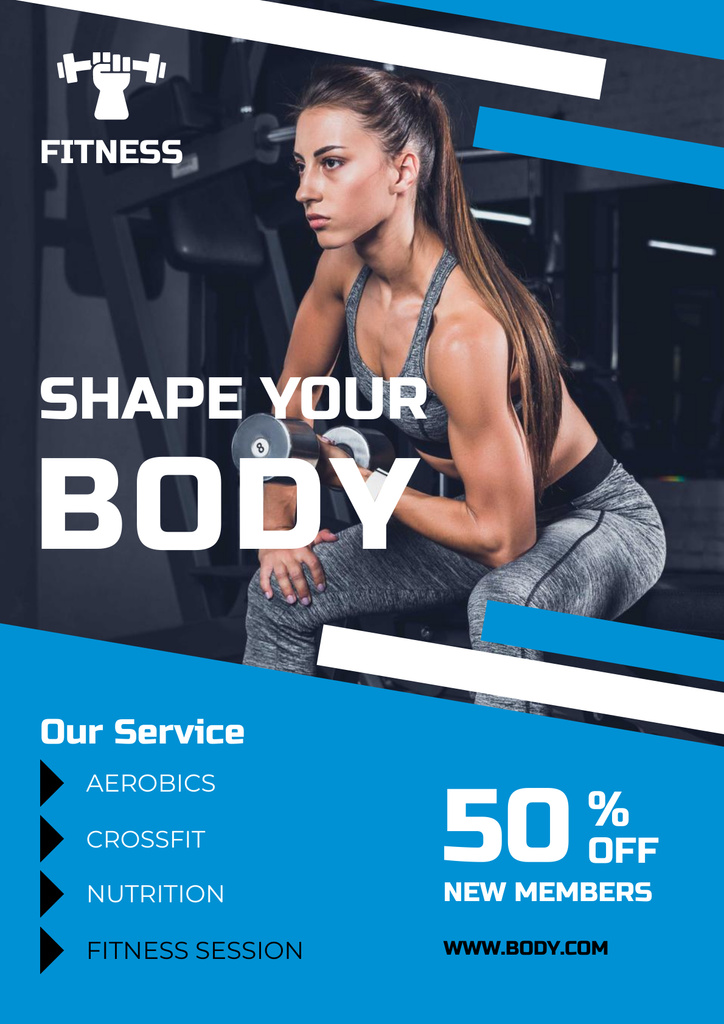 Fitness Center Services Offer Poster Modelo de Design