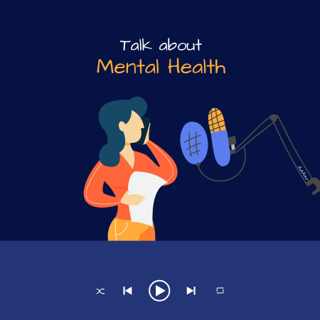 Plantilla de diseño de salud mental hablar podcast portada Podcast Cover 