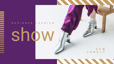 Ontwerpsjabloon van FB event cover van fashion show aankondiging met stijlvolle vrouwelijke schoenen